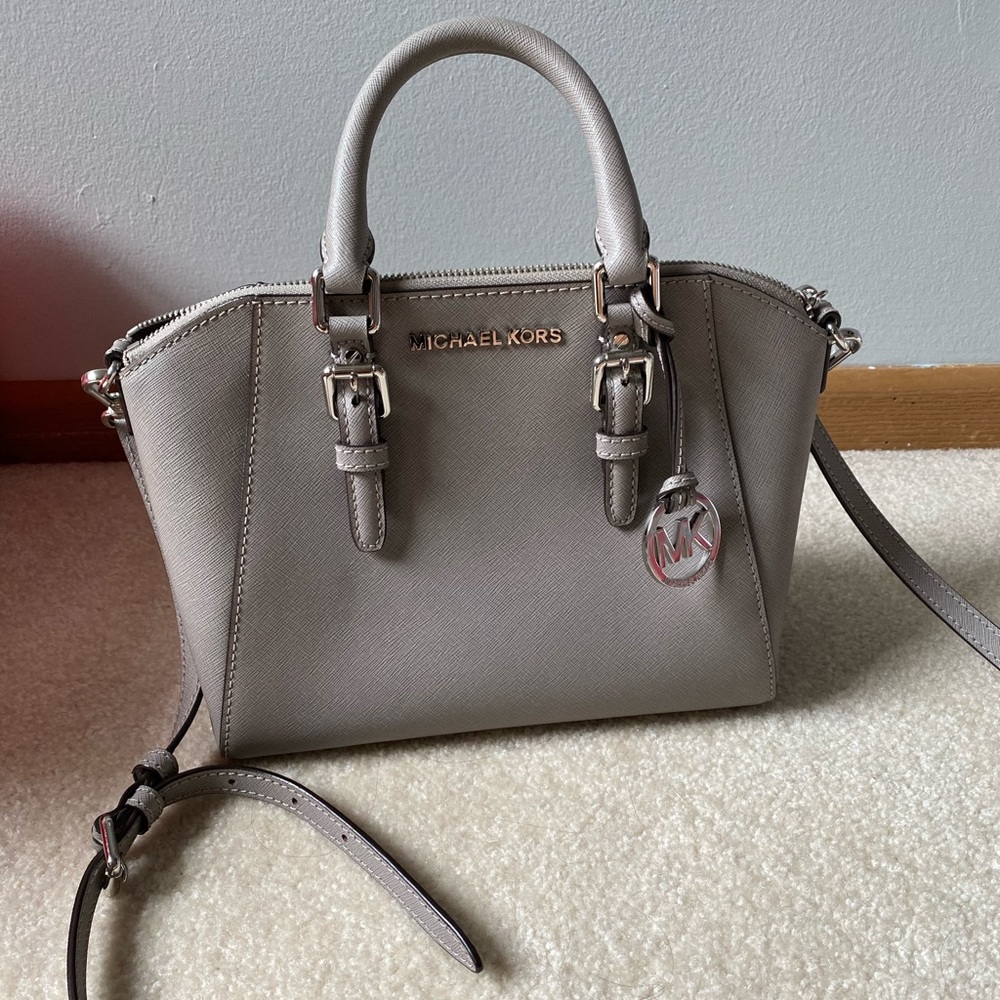 Gray Leather Crossbody MK Bag